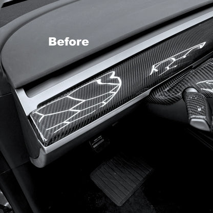 Tesla Model 3 & Model Y Mid-Upper Dashboard Core Overlay (2017–2025) – Real Dry Molded Carbon Fiber Interior Trim (Non-Highland / Non-Juniper)