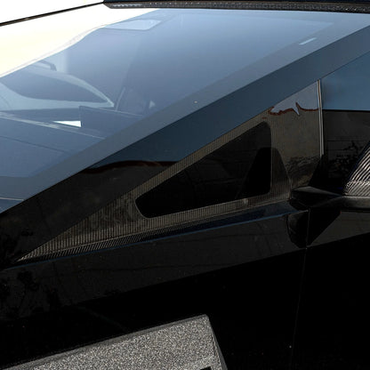 Tesla Cybertruck A-Pillar Full Corner Window Overlay (1 Pair) – Real Dry Molded Carbon Fiber Exterior Trim, Glossy or Matte Finish