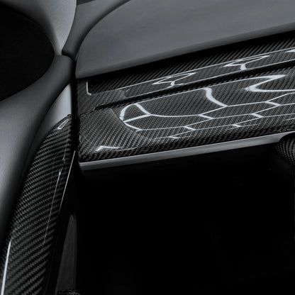 Tesla Model 3 & Model Y Mid-Upper Dashboard Core Overlay (2017–2025) – Real Dry Molded Carbon Fiber Interior Trim (Non-Highland / Non-Juniper)