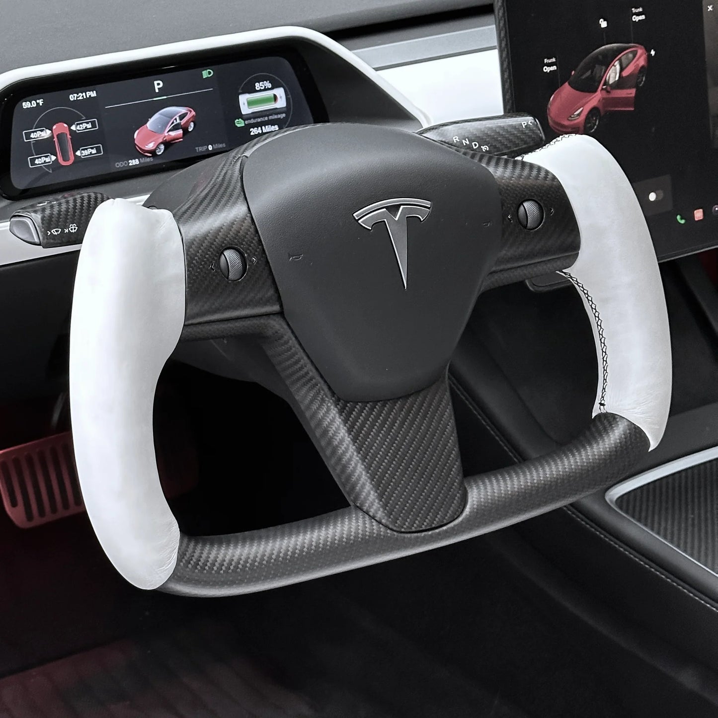 Tesla Model 3 (2017–2023) & Model Y (2020–2024) Steering Wheel Bezel Upgrade – Real OEM Molded Carbon Fiber Replacement Trim