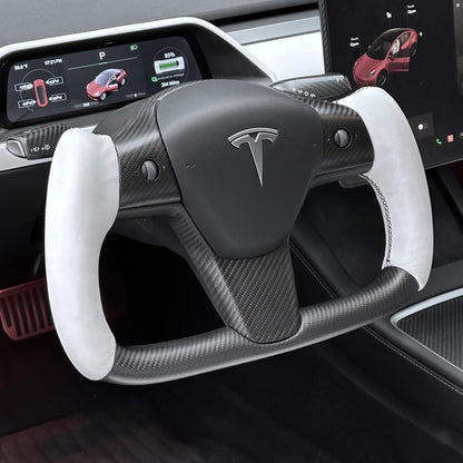 Tesla Model 3 (2017–2023) & Model Y (2020–2024) Steering Wheel Bezel Upgrade – Real OEM Molded Carbon Fiber Replacement Trim