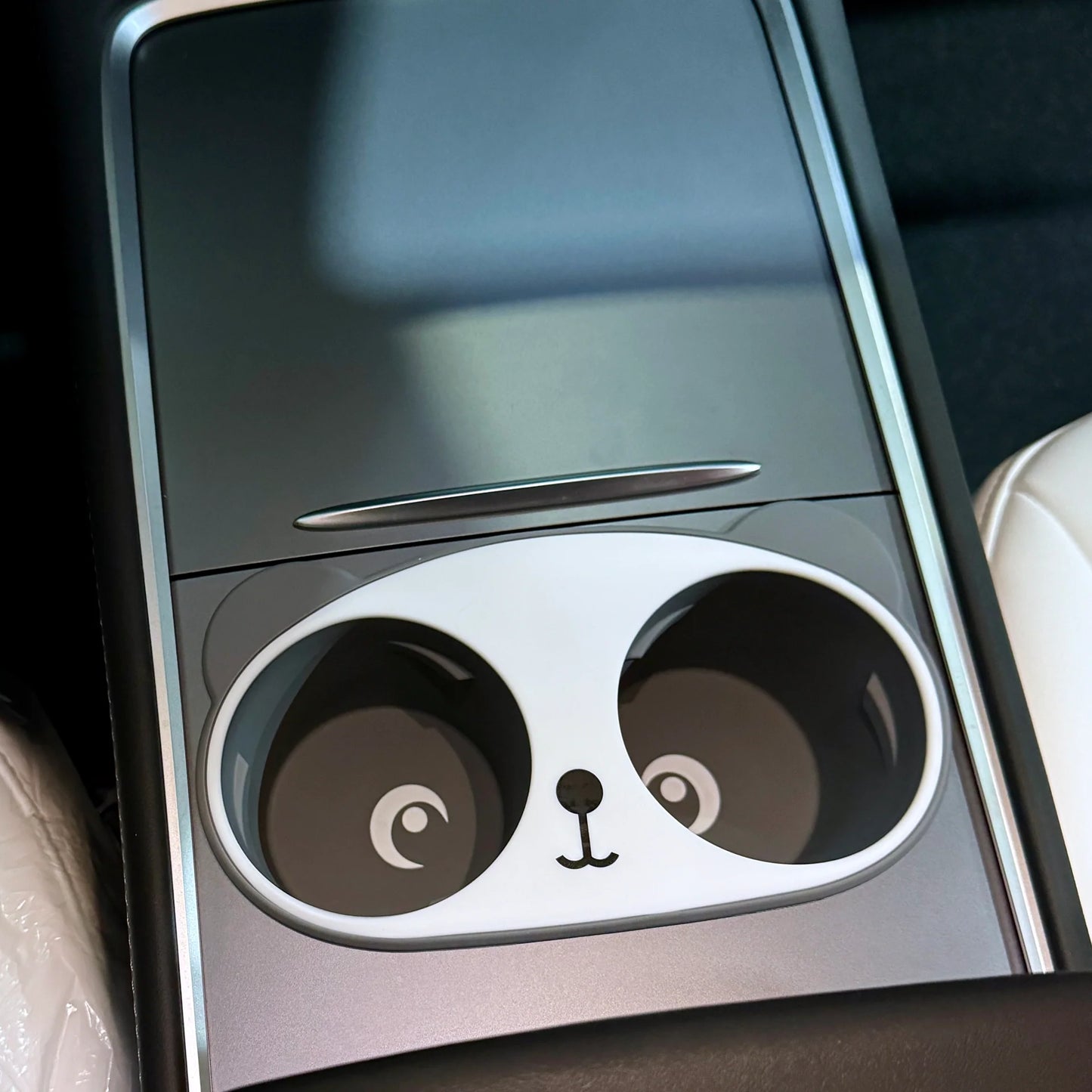 Tesla Model 3 & Model Y Dual Cup Holder Insert – Panda Style TPE Anti-Slip Liner (Gen 2) | 2017–2023 Model 3 / 2020–2024 Model Y