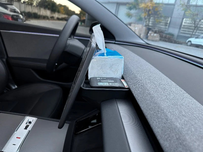 Dashboard Silicone Storage Organizer Behind Display for Tesla Model 3 Highland 2024+ – Heat-Resistant, Non-Slip, OEM-Fit Interior Tray