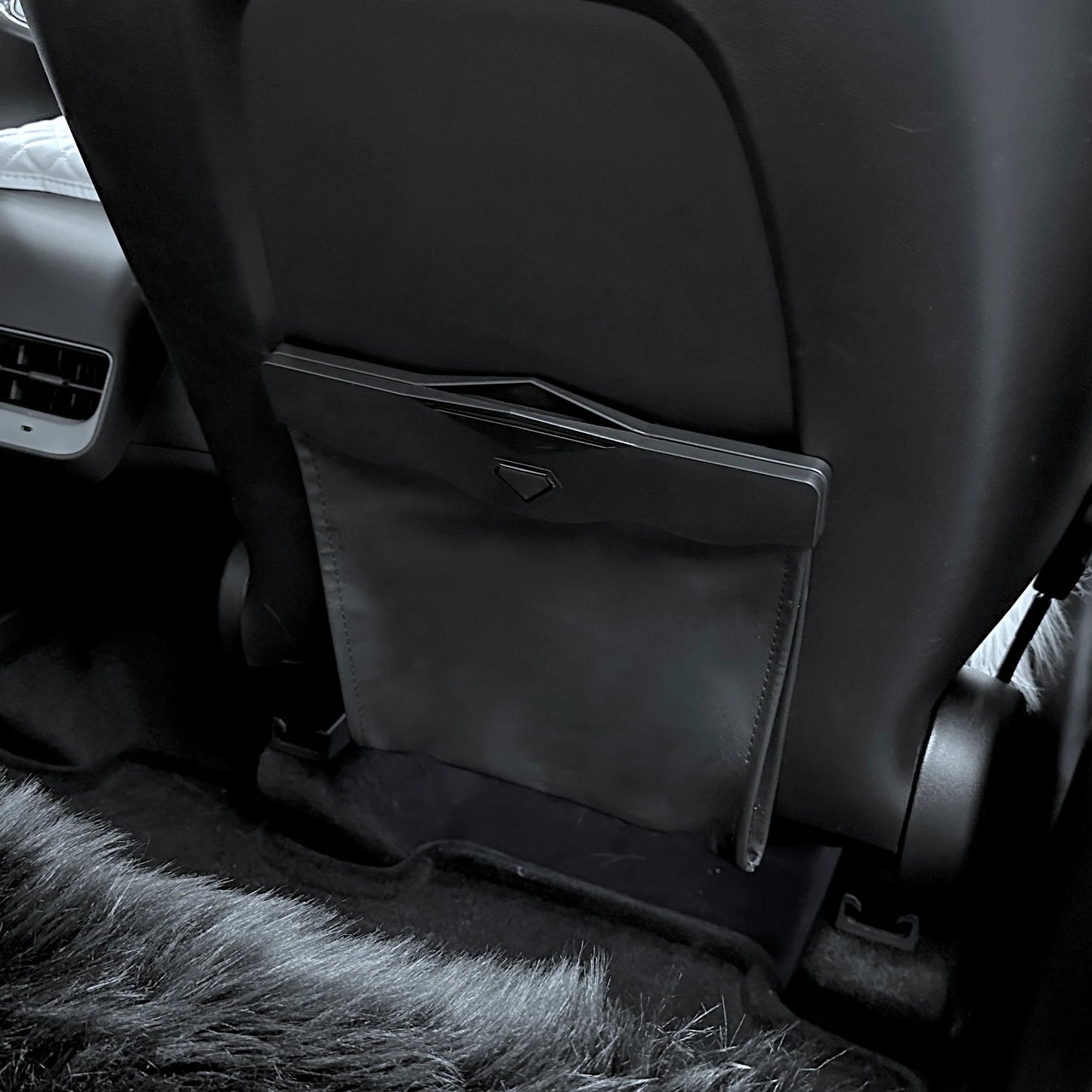 2017-2023 Tesla Model 3 & 2020-2024 Model Y Backseat Storage Pouch & Trash Bin with LED Light – Kids Organizer & Car Trash Container