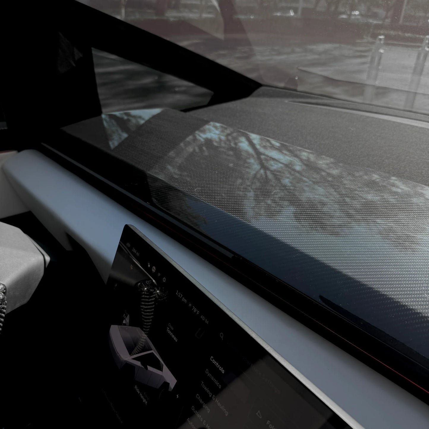 Tesla Cybertruck Top Upper Dashboard Overlay – Real Dry Molded Carbon Fiber Interior Trim | Airbag Safe, No-Drill Installation