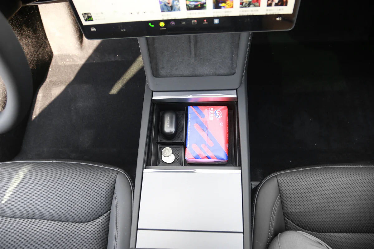 Center Console Organizer Tray for Tesla Model 3 Highland 2024+ | Alcantara or Silicone Insert with Cable Management
