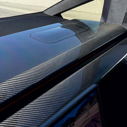Tesla Cybertruck Top Upper Dashboard Overlay – Real Dry Molded Carbon Fiber Interior Trim | Airbag Safe, No-Drill Installation