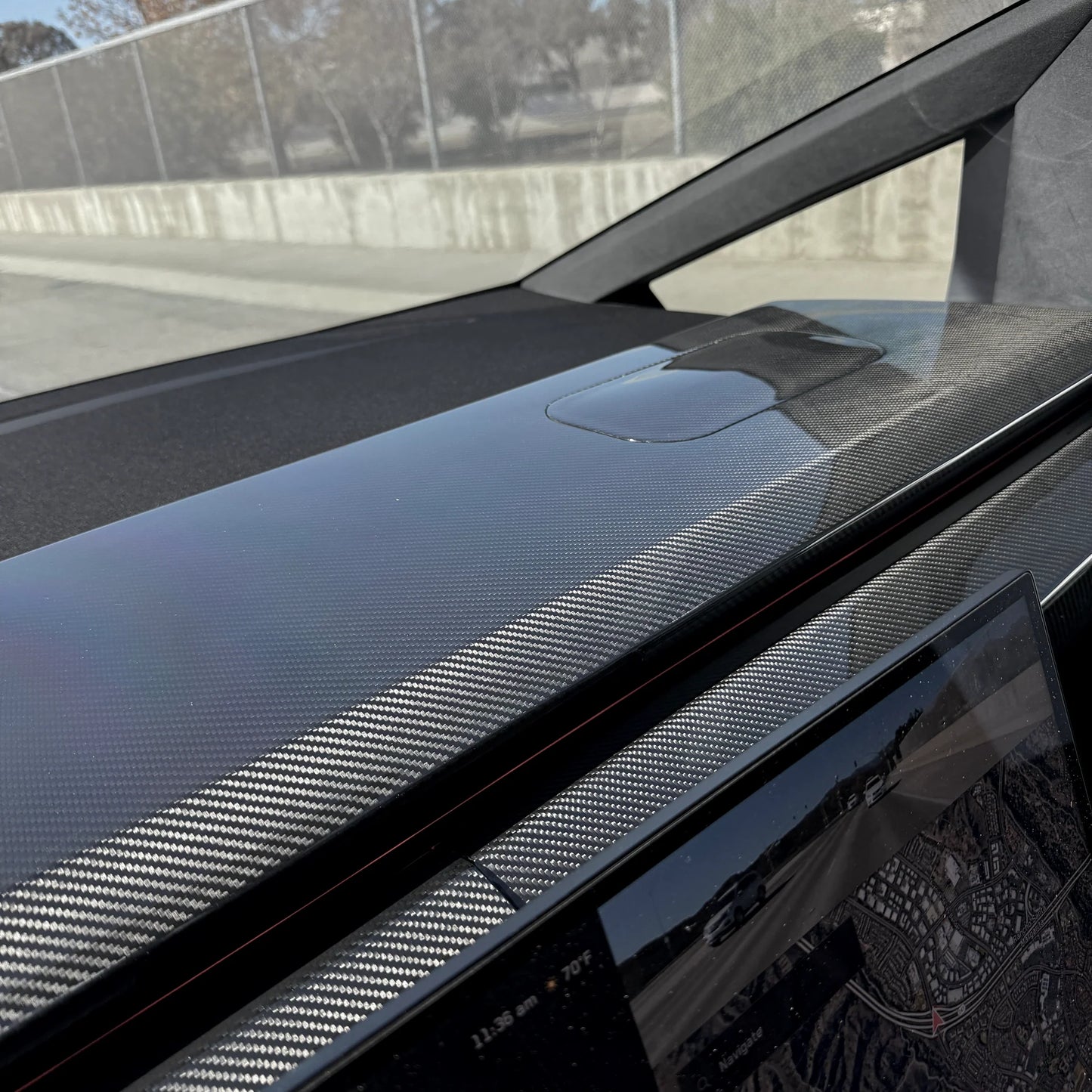 Tesla Cybertruck Top Upper Dashboard Overlay – Real Dry Molded Carbon Fiber Interior Trim | Airbag Safe, No-Drill Installation