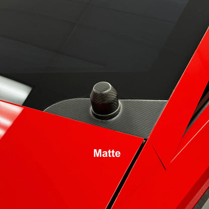 Tesla Cybertruck Windshield Wiper Motor Cover Overlay & Optional Center Cap – Real Molded Carbon Fiber | OEM Fit, Double-Sided Tape Installation