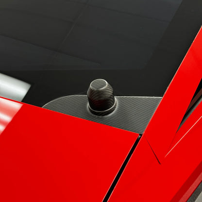 Tesla Cybertruck Windshield Wiper Motor Cover Overlay & Optional Center Cap – Real Molded Carbon Fiber | OEM Fit, Double-Sided Tape Installation