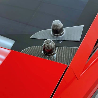 Tesla Cybertruck Windshield Wiper Motor Cover Overlay & Optional Center Cap – Real Molded Carbon Fiber | OEM Fit, Double-Sided Tape Installation