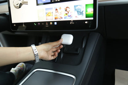 Wireless Charging Protective Pad with AirPods Dock for Tesla Model 3 & Model Y (2021–2024) | Anti-Slip Silicone Center Console Mat
