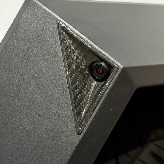 Tesla Cybertruck Front Fender Camera Applique Overlays – 2-Piece Real Molded Carbon Fiber Kit (Matte & Glossy Options) 2024+