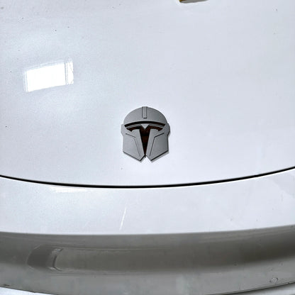 Tesla Model 3 & Model Y Mandalorian T Logo Hood Overlay Emblem Badge – Front Hood Aluminum Alloy Badge with 3M VHB Tape (Star Wars Inspired Design)