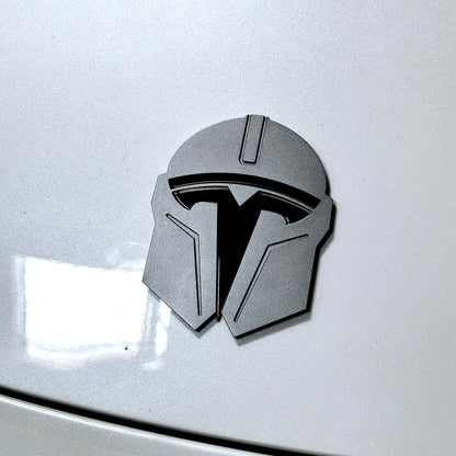 Tesla Model 3 & Model Y Mandalorian T Logo Hood Overlay Emblem Badge – Front Hood Aluminum Alloy Badge with 3M VHB Tape (Star Wars Inspired Design)