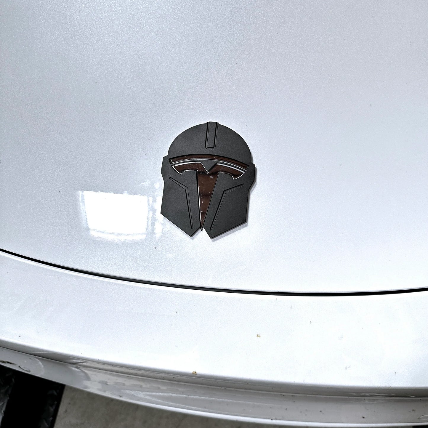 Tesla Model 3 & Model Y Mandalorian T Logo Hood Overlay Emblem Badge – Front Hood Aluminum Alloy Badge with 3M VHB Tape (Star Wars Inspired Design)