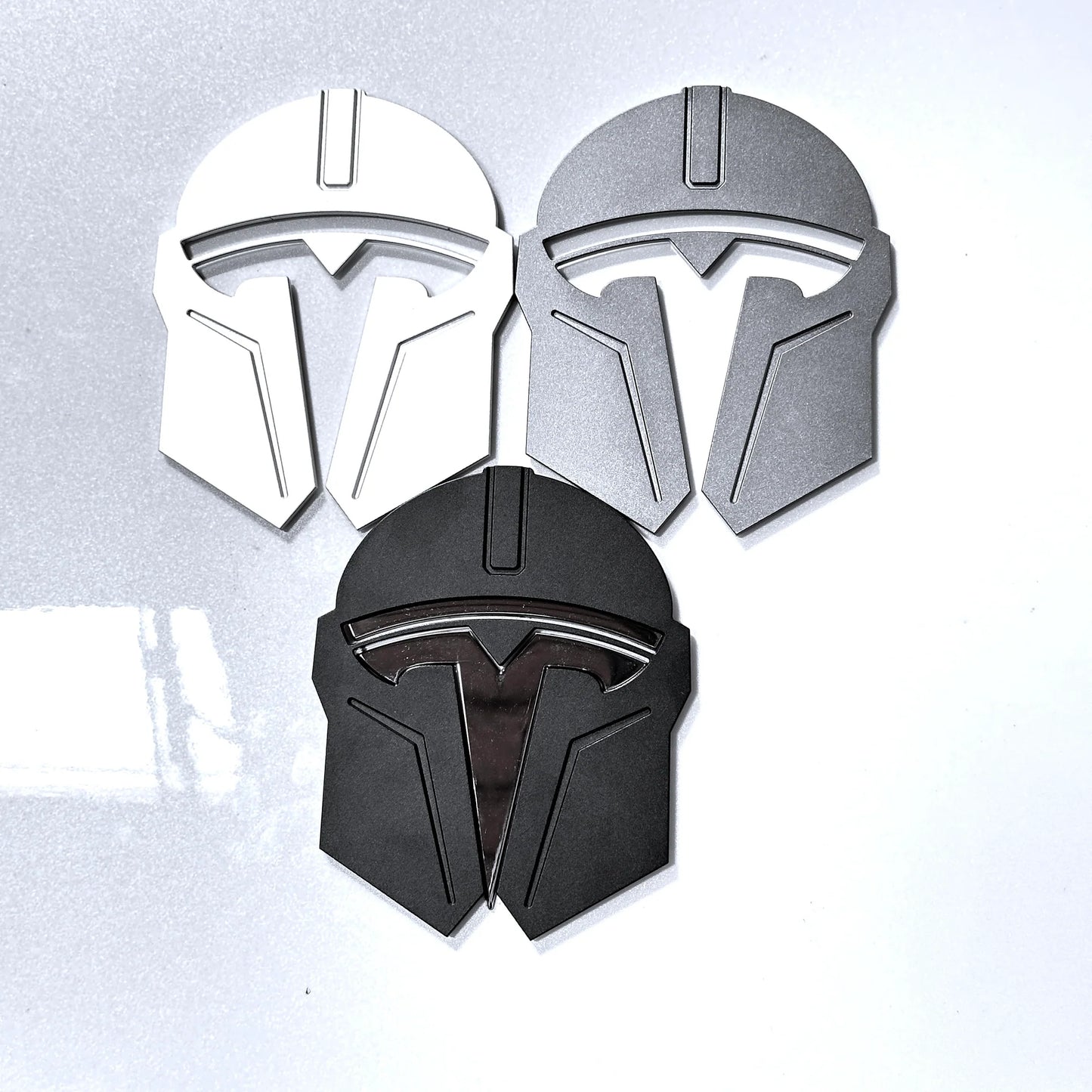 Tesla Model 3 & Model Y Mandalorian T Logo Hood Overlay Emblem Badge – Front Hood Aluminum Alloy Badge with 3M VHB Tape (Star Wars Inspired Design)