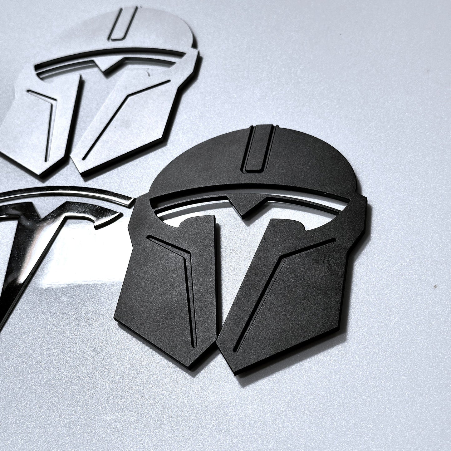 Tesla Model 3 & Model Y Mandalorian T Logo Hood Overlay Emblem Badge – Front Hood Aluminum Alloy Badge with 3M VHB Tape (Star Wars Inspired Design)