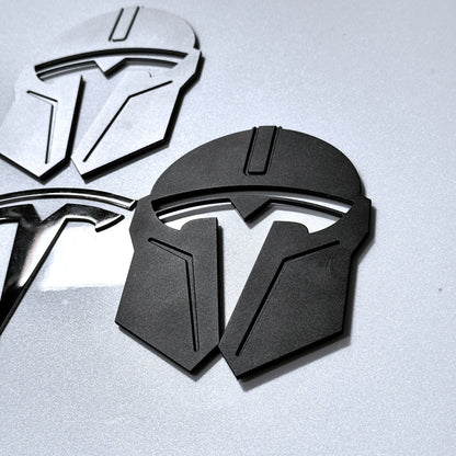 Tesla Model 3 & Model Y Mandalorian T Logo Hood Overlay Emblem Badge – Front Hood Aluminum Alloy Badge with 3M VHB Tape (Star Wars Inspired Design)