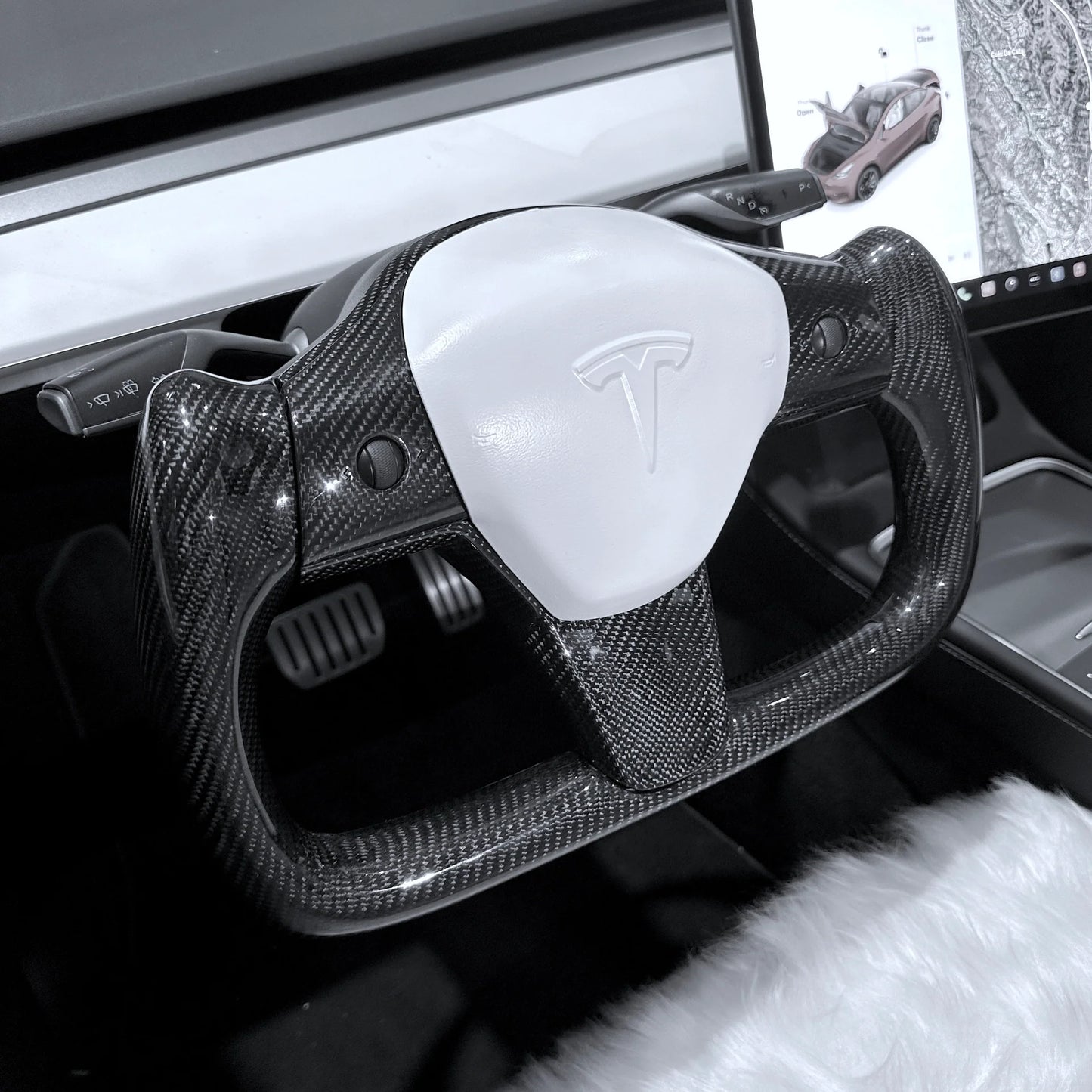 Tesla Model 3 (2017–2023) & Model Y (2020–2024) Steering Wheel Bezel Upgrade – Real OEM Molded Carbon Fiber Replacement Trim