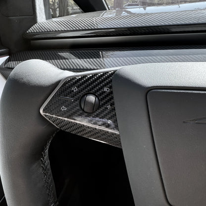 Tesla Cybertruck Steering Wheel Bezel Wrap Kit (3-Piece) – Carbon Fiber Style Vinyl / Gloss PPF Options | Precision Laser-Cut Interior Trim Overlay