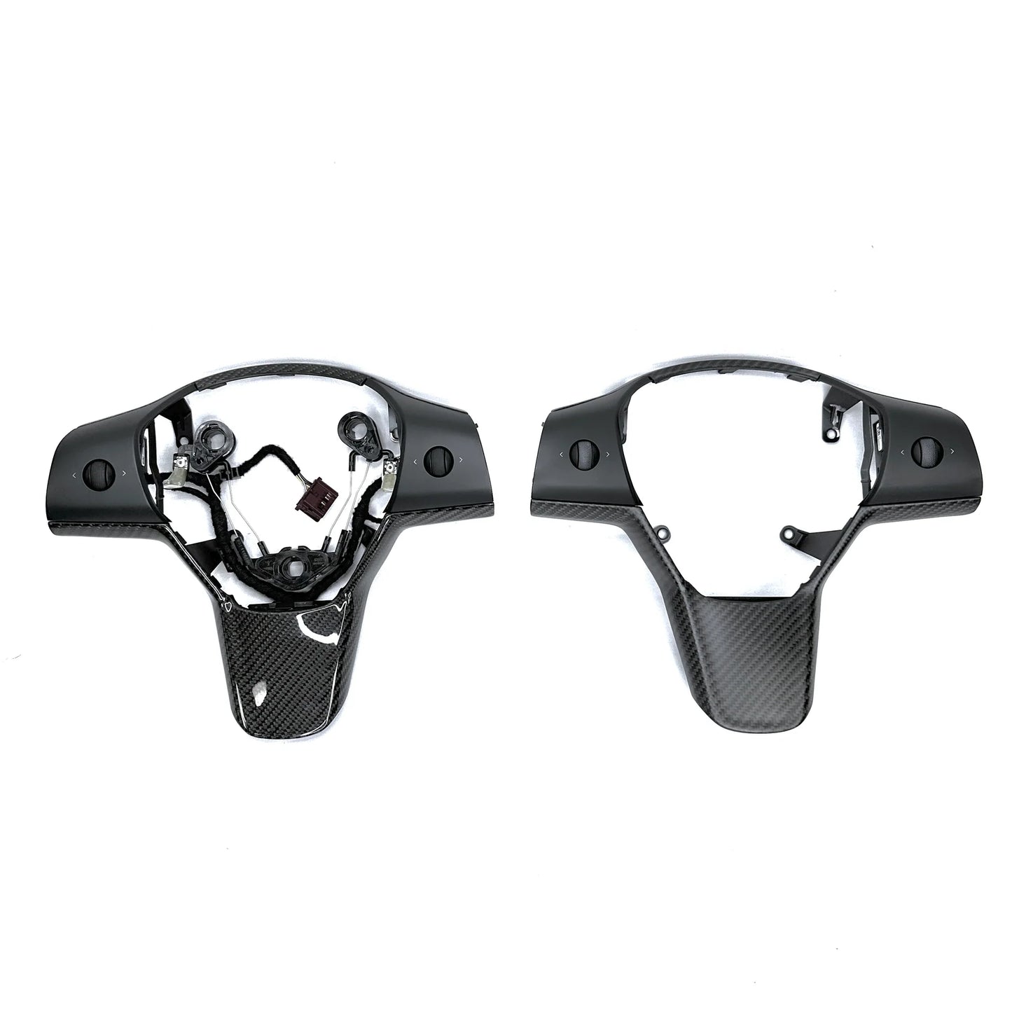 Tesla Model 3 (2017–2023) & Model Y (2020–2024) Steering Wheel Bezel Upgrade – Real OEM Molded Carbon Fiber Replacement Trim