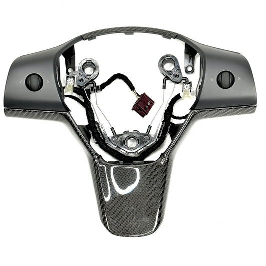 Tesla Model 3 (2017–2023) & Model Y (2020–2024) Steering Wheel Bezel Upgrade – Real OEM Molded Carbon Fiber Replacement Trim