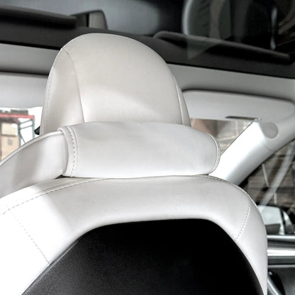Tesla Model S, Model 3, Model X & Model Y Memory Foam Headrest Neck Support Pillows (1 Pair) – Universal V-Style Fit, Vegan Leather Interior Match | Version 2.0