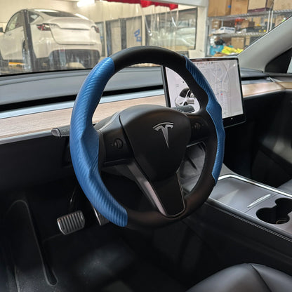 2017–2023 Tesla Model 3 & 2020–2024 Model Y Steering Wheel Sport Grip Caps (Round Wheel Only) – Slip-On Performance Grip Covers, Multiple Style Options