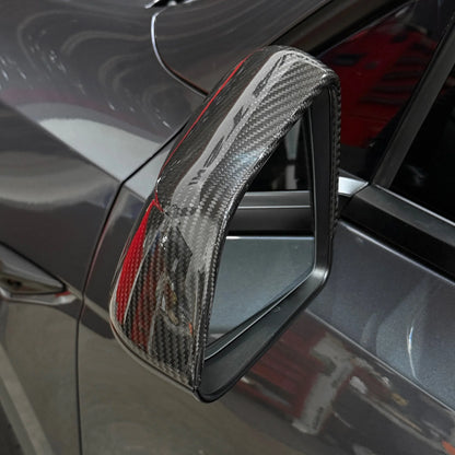 2017–Present Tesla Model 3 Side View Mirror Overlay Cap Covers – Juniper Refresh Style Model Y Design | Real Dry Molded Carbon Fiber (1 Pair)