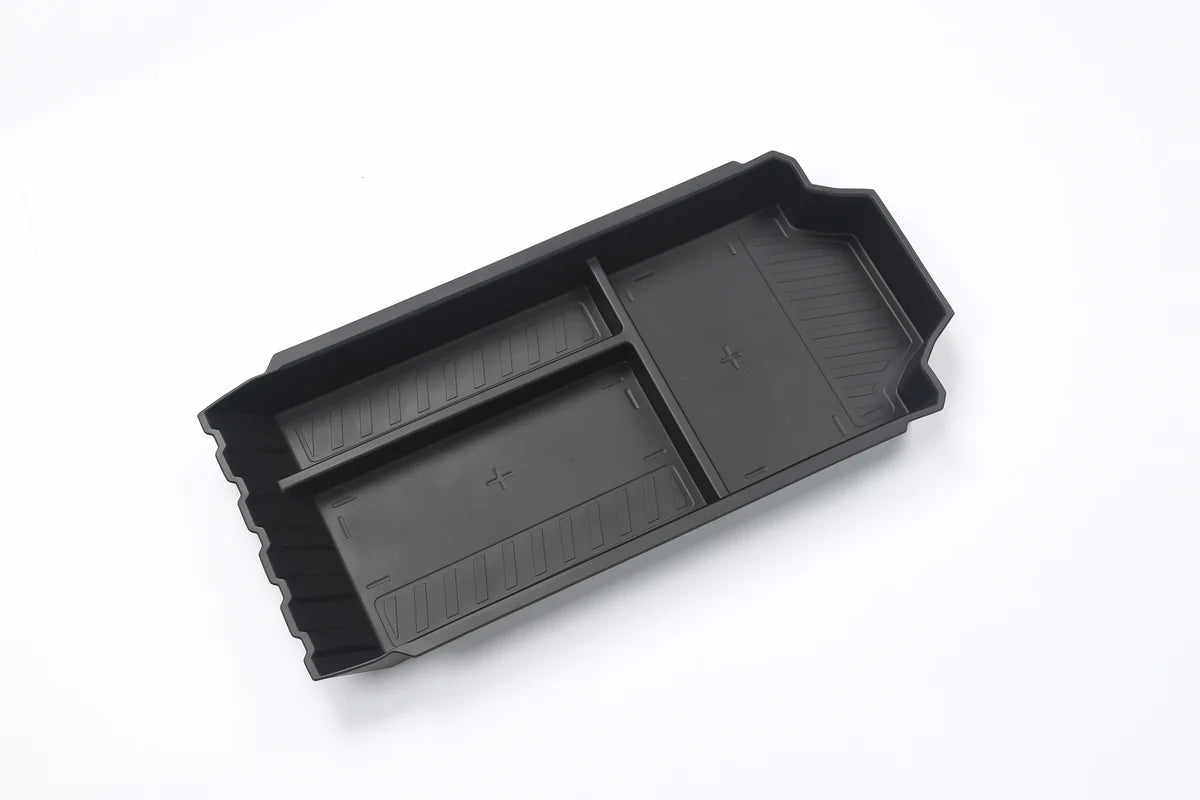 Lower Center Console Floor Organizer for Tesla Cybertruck (3-Compartment Silicone Storage Tray)