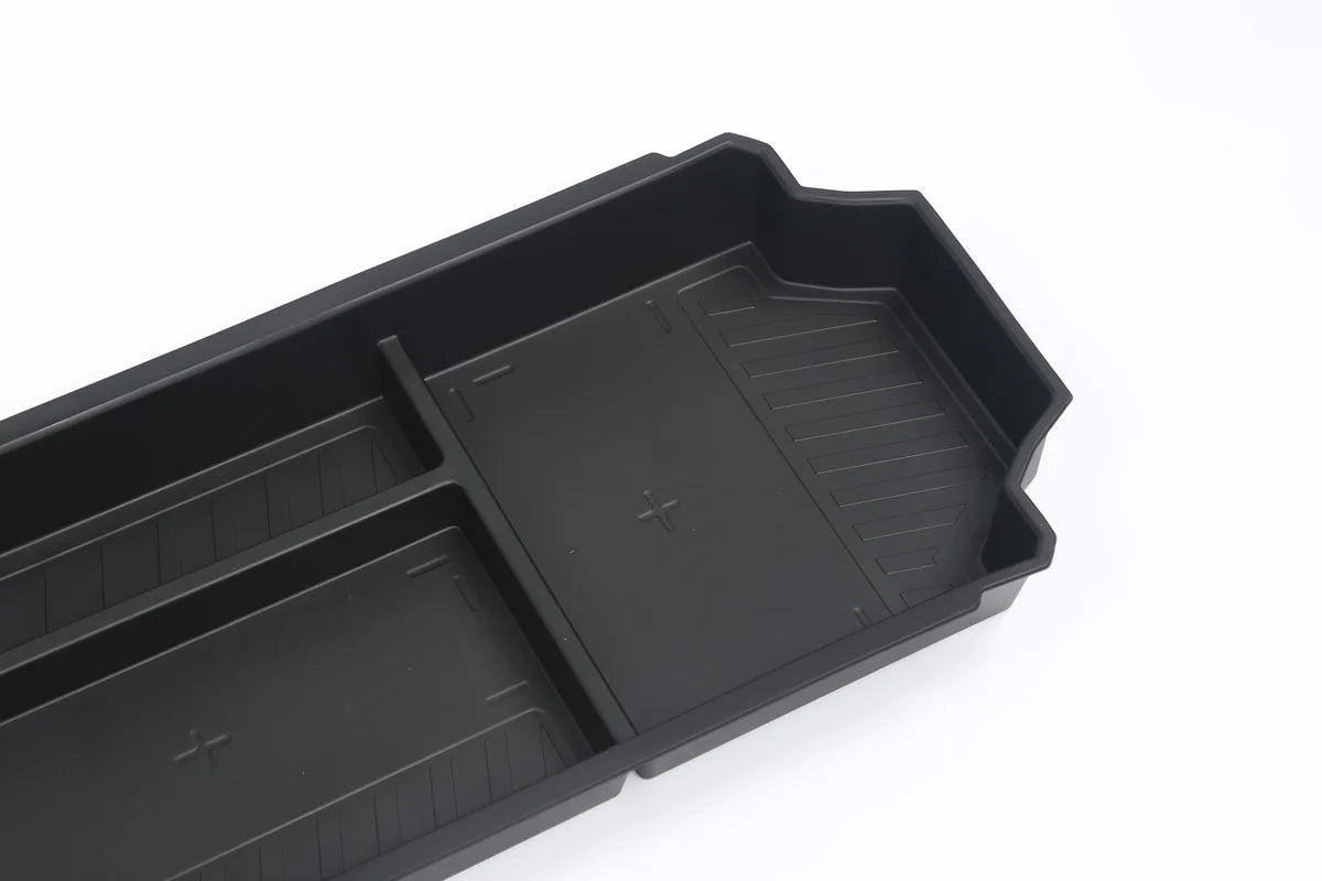 Lower Center Console Floor Organizer for Tesla Cybertruck (3-Compartment Silicone Storage Tray)