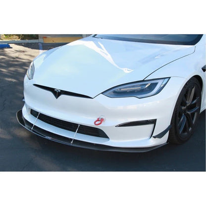 APR Performance Carbon Fiber Front Wind Splitter with Support Rods for Tesla Model S Plaid (2021+)