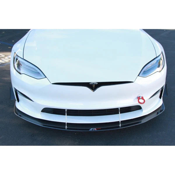 APR Performance Carbon Fiber Front Wind Splitter with Support Rods for Tesla Model S Plaid (2021+)