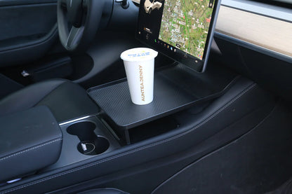 Tesla Model 3 & Model Y Center Console Picnic Table – Portable Carbon Fiber Tray for Meals, Work, and Storage