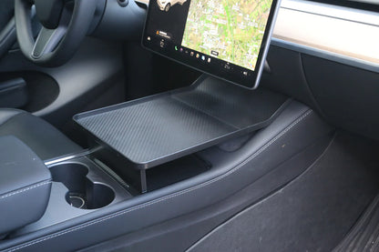Tesla Model 3 & Model Y Center Console Picnic Table – Portable Carbon Fiber Tray for Meals, Work, and Storage