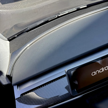 2017–2023 Tesla Model 3 & 2020–2025 Model Y Upper Dashboard Overlay (2-Piece Set) – Real Dry Molded Carbon Fiber Interior Trim