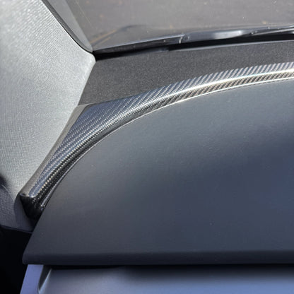 2017–2023 Tesla Model 3 & 2020–2025 Model Y Upper Dashboard Overlay (2-Piece Set) – Real Dry Molded Carbon Fiber Interior Trim