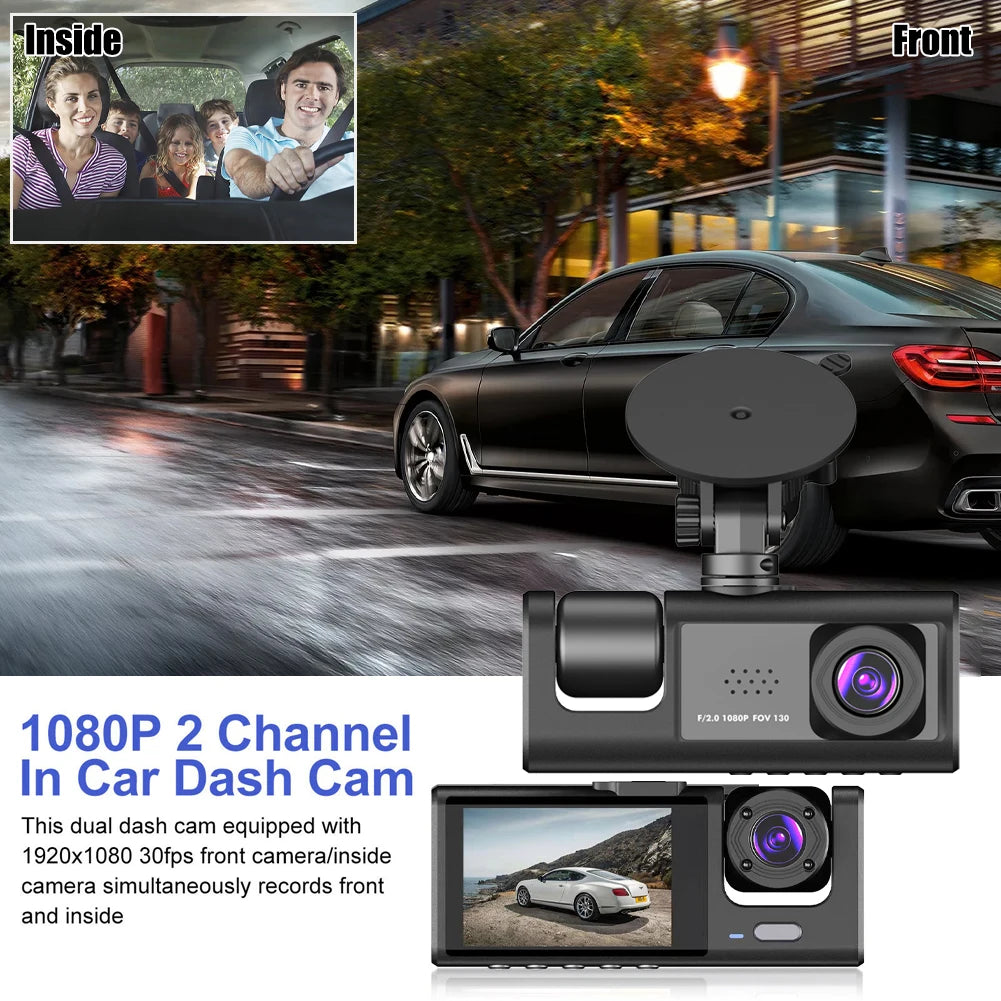 Idle Count 2020 IoT Fpv1.6 is a dual dash cam that captures both front and inside views at 1920x1080 resolution.