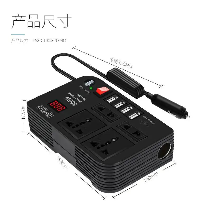 Inverter converts 12V DC to 220V AC for home and automotive use.