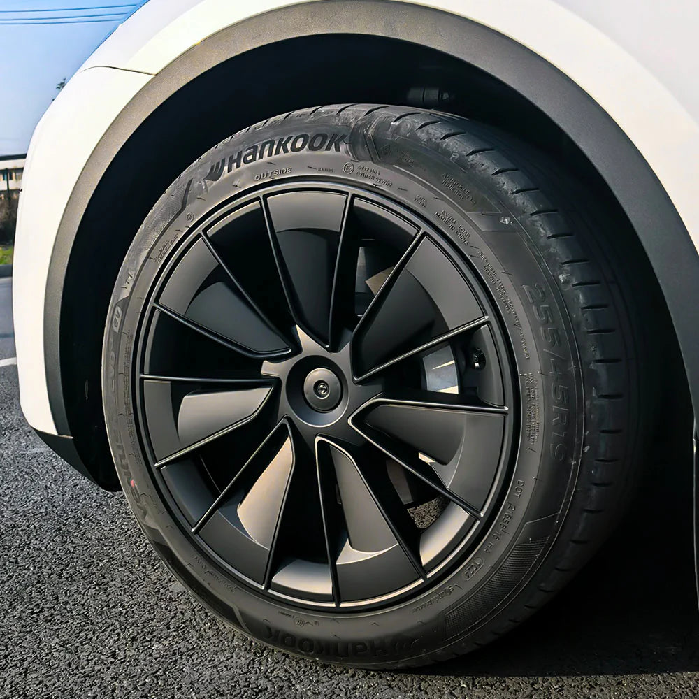 Performance-Style Wheel Covers for Tesla Model Y 19-Inch Gemini Wheels (2020–2025.02) | Directional Left & Right Aerodynamic Hubcap Set – Glossy Sport Upgrade, Easy Install, Includes Center Caps