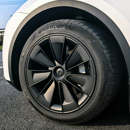 Performance-Style Wheel Covers for Tesla Model Y 19-Inch Gemini Wheels (2020–2025.02) | Directional Left & Right Aerodynamic Hubcap Set – Glossy Sport Upgrade, Easy Install, Includes Center Caps