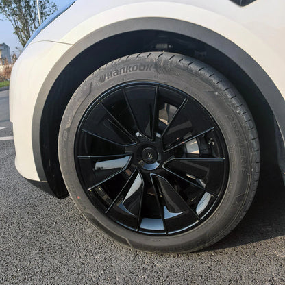 Performance-Style Wheel Covers for Tesla Model Y 19-Inch Gemini Wheels (2020–2025.02) | Directional Left & Right Aerodynamic Hubcap Set – Glossy Sport Upgrade, Easy Install, Includes Center Caps