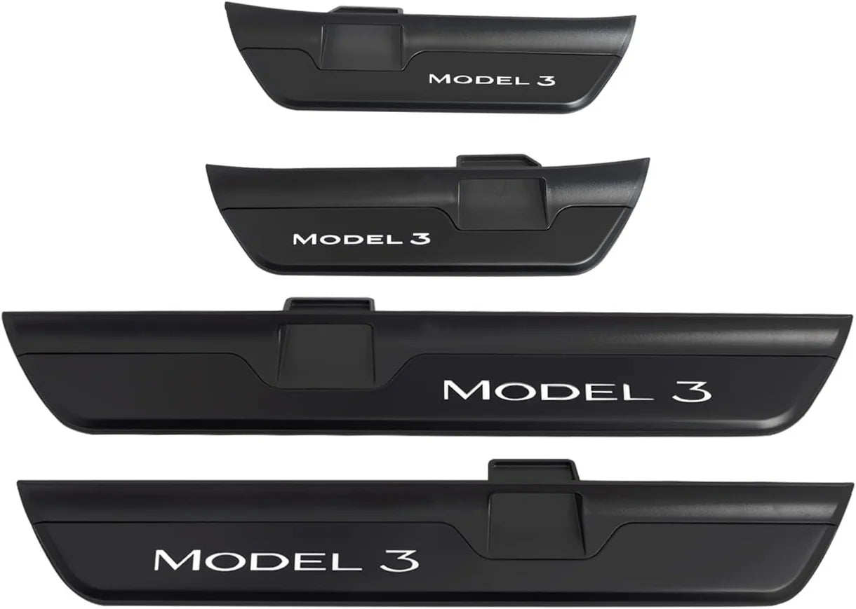 LED Illuminated Door Sill Protector Welcome Pedal for Tesla Model 3 (2017–2026) & Tesla Model Y (2020–2026 Juniper) – Magnetic Sensor, No Wiring, Stainless Steel Scuff Plate Guard
