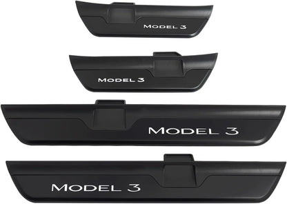 LED Illuminated Door Sill Protector Welcome Pedal for Tesla Model 3 (2017–2026) & Tesla Model Y (2020–2026 Juniper) – Magnetic Sensor, No Wiring, Stainless Steel Scuff Plate Guard