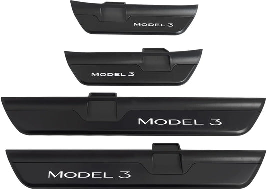 LED Illuminated Door Sill Protector Welcome Pedal for Tesla Model 3 (2017–2026) & Tesla Model Y (2020–2026 Juniper) – Magnetic Sensor, No Wiring, Stainless Steel Scuff Plate Guard