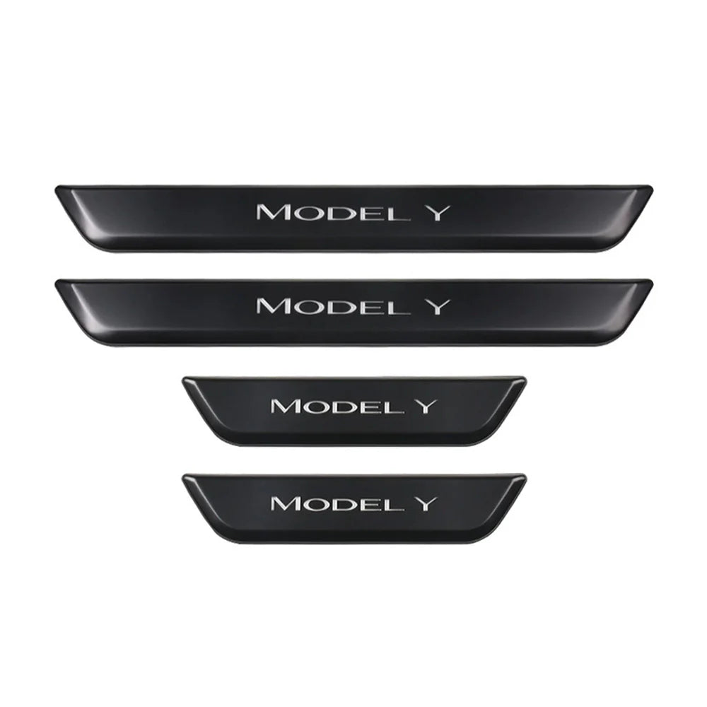 LED Illuminated Door Sill Protector Welcome Pedal for Tesla Model 3 (2017–2026) & Tesla Model Y (2020–2026 Juniper) – Magnetic Sensor, No Wiring, Stainless Steel Scuff Plate Guard