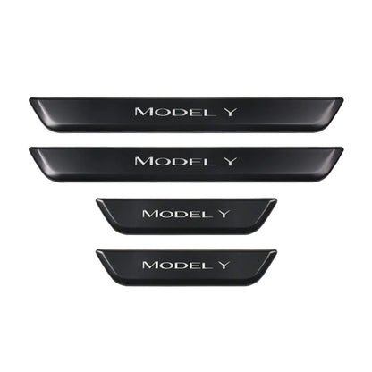LED Illuminated Door Sill Protector Welcome Pedal for Tesla Model 3 (2017–2026) & Tesla Model Y (2020–2026 Juniper) – Magnetic Sensor, No Wiring, Stainless Steel Scuff Plate Guard