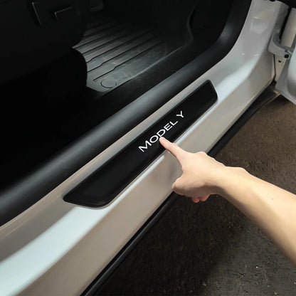 LED Illuminated Door Sill Protector Welcome Pedal for Tesla Model 3 (2017–2026) & Tesla Model Y (2020–2026 Juniper) – Magnetic Sensor, No Wiring, Stainless Steel Scuff Plate Guard