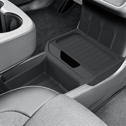Lower Center Console Organizer Storage Tray for Tesla Model Y Juniper Standard (2026+) – Hidden Under-Console Storage Box with Partitioned Compartments, Flip Cover Design & Durable TPE Interior Organizer